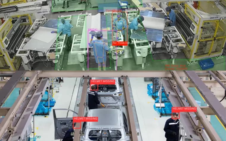 Computer vision detecting PPE compliance on a production floor
